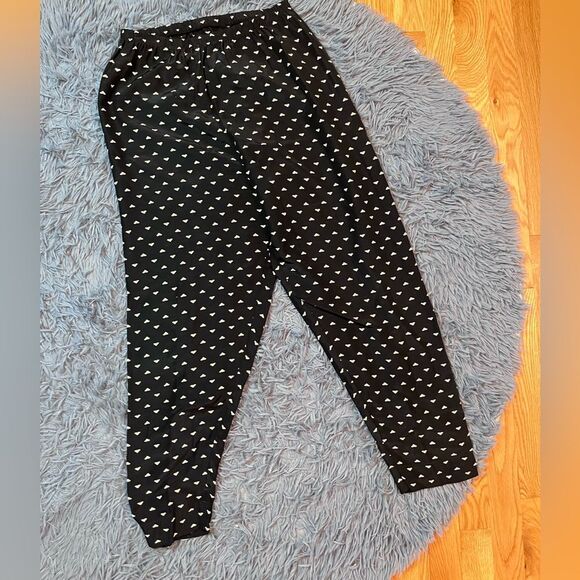 Vintage Norma Kamali Black Cream Pattern Pants Size S - Picture 1 of 5